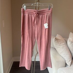 NWT Splendid Pink Carrie Ankle Crop Wide Leg Terry Pants, XS